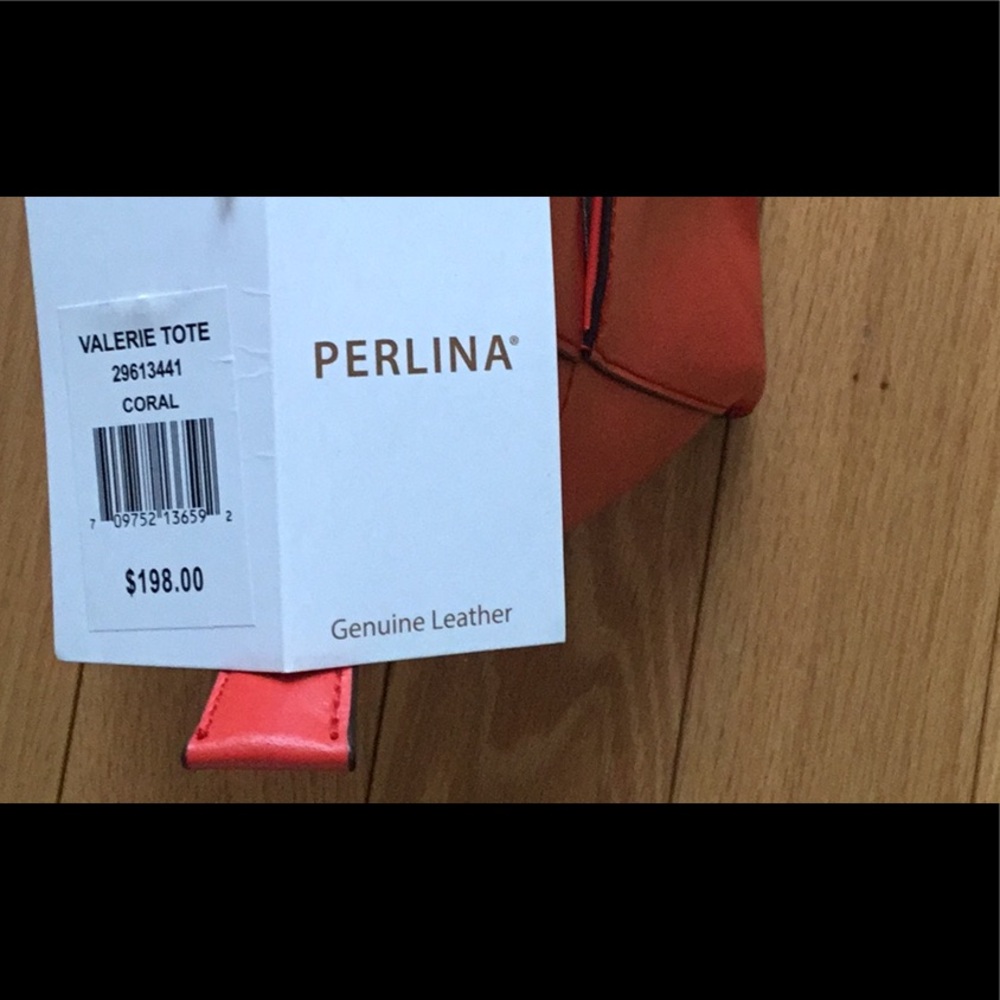 Perlina NWT Leather Laser Cut Orange Valerie Tote. - Picture 8 of 10